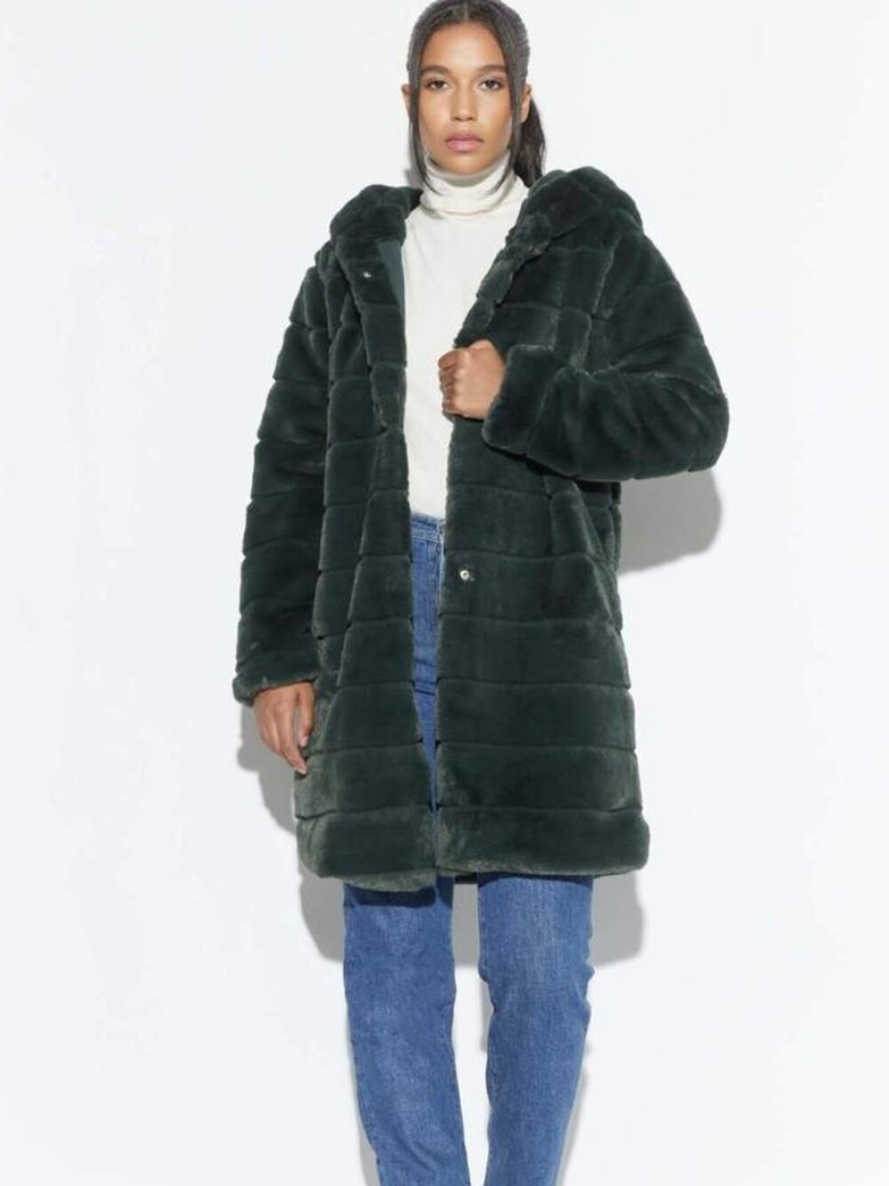 Apparis Celina 3 Hooded Faux Fur Coat | 100% Poly Size L EUC | $370 MSRP